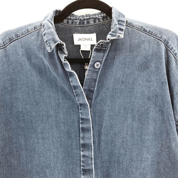Monki Women's Blue Denim Button Down Shirt Dress Size XXS - Picture 6 of 6